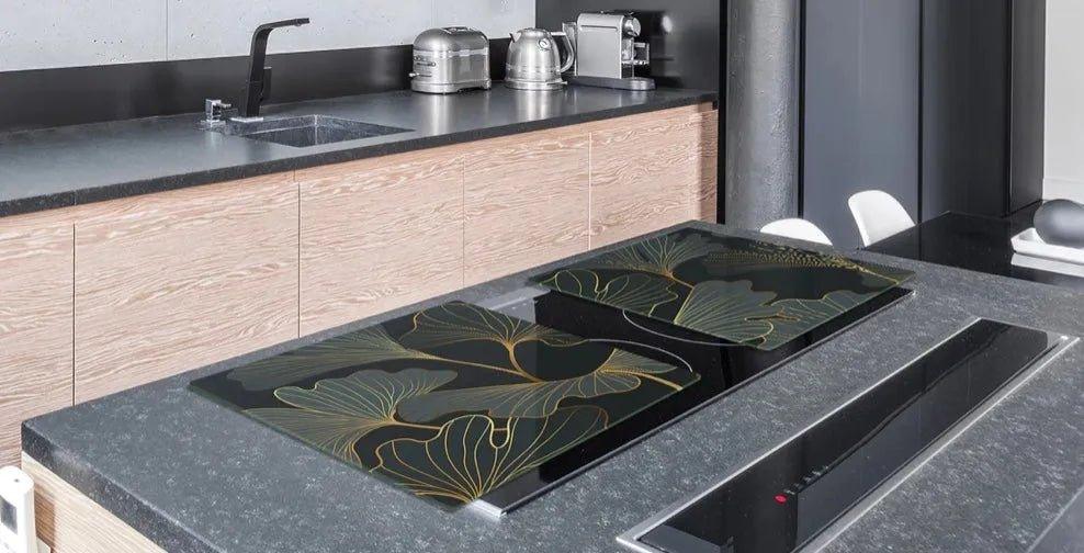 Stove Top Cover - Art Deco Leaf | Gas & Electric Cooktop Cover | Charcuterie Board - Festive Fit Home