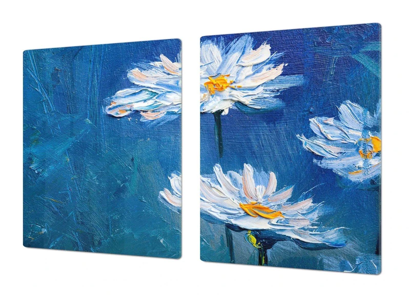 Stove Top Cover - Blue Daisies | Gas & Electric Cook Top Cover | Burner Covers - Festive Fit Home