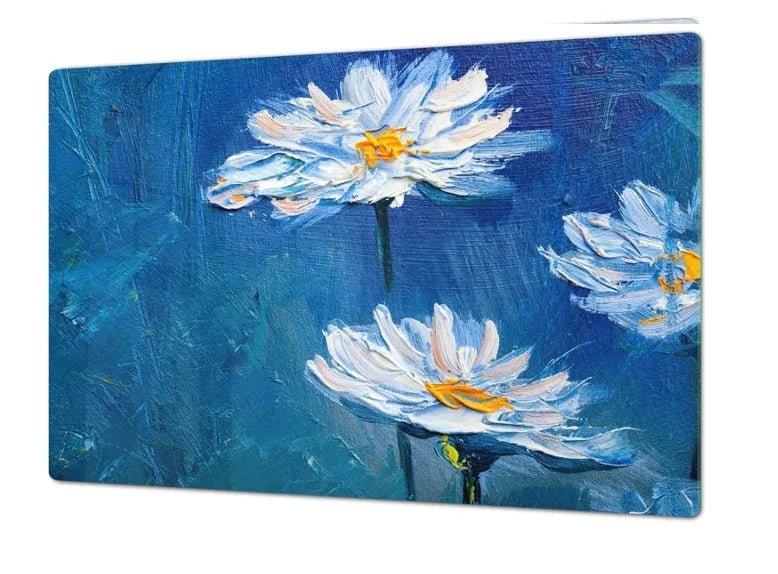 Stove Top Cover - Blue Daisies | Gas & Electric Cook Top Cover | Burner Covers - Festive Fit Home