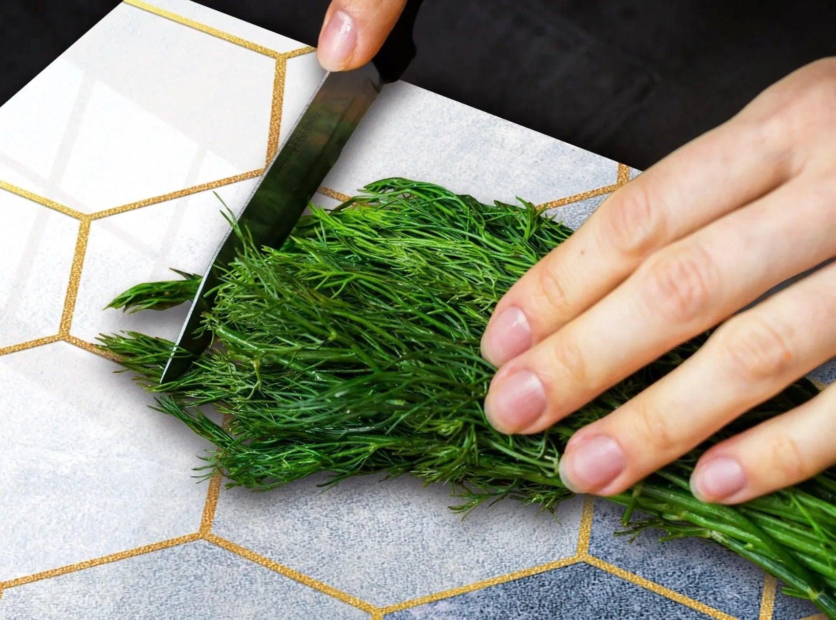 Stove Top Cover - Blue Hexagon | Noodle Board | Gas & Induction Cook Top Cover | Charcuterie and Cutting Board - Festive Fit Home