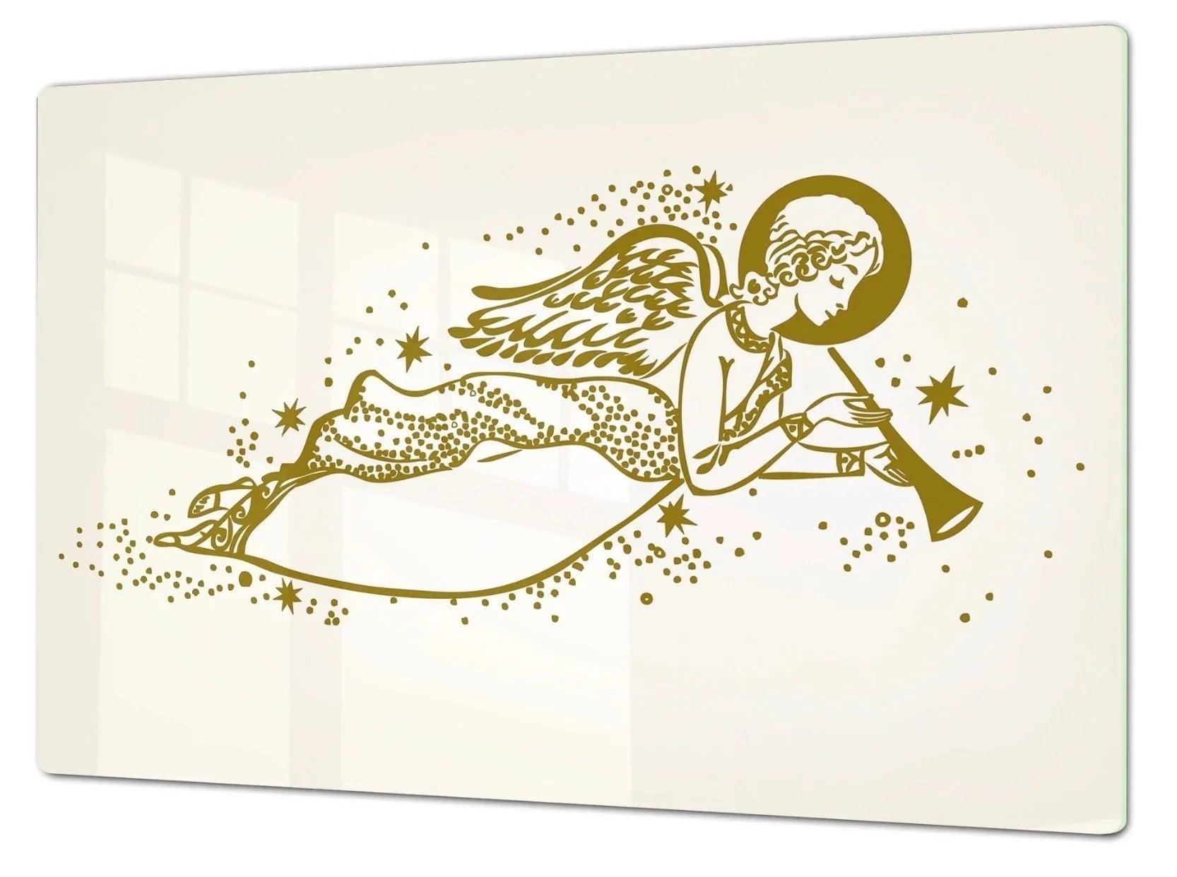 Stove Top Cover - Christmas Angel | | Gas and Induction Electric Cook Top Cover | Charcuterie and Cutting Boards - Festive Fit Home