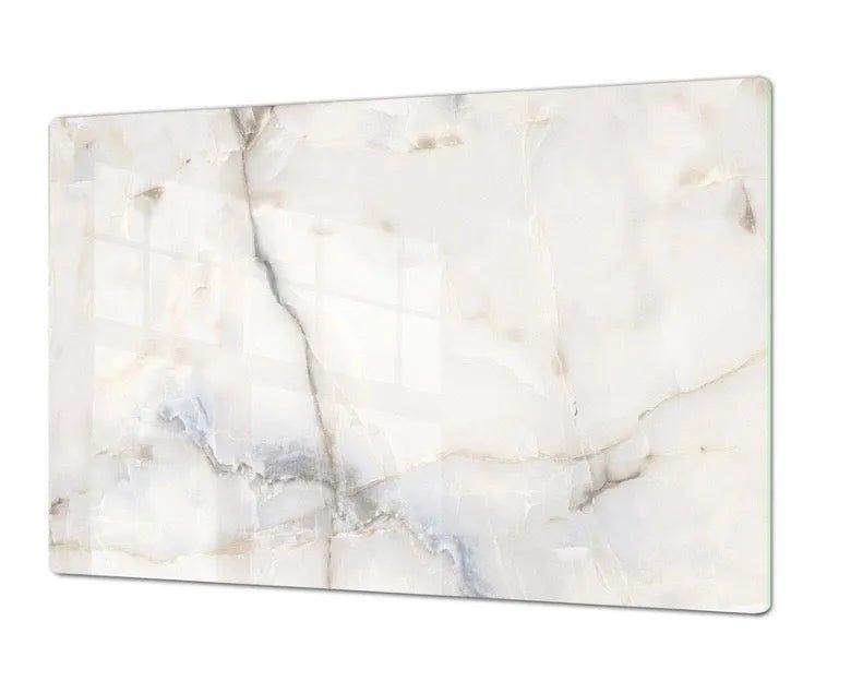 Stove Top Cover - Cool White Marble Glass | Gas & Electric Cook Top Cover - Festive Fit Home