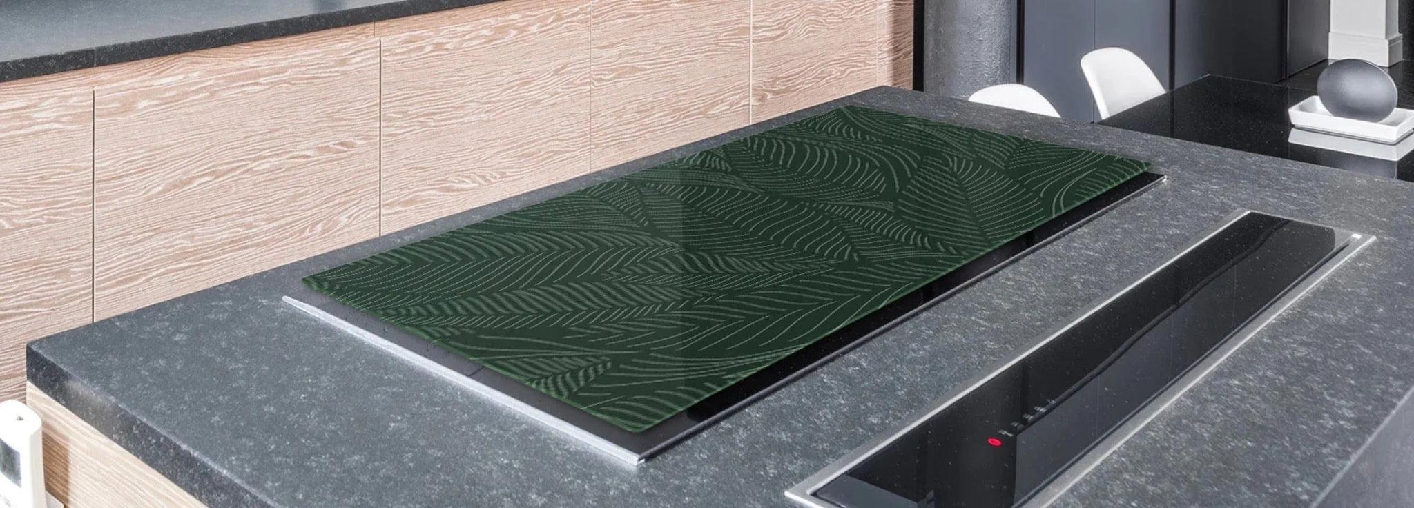 Stove Top Cover - Deep Green Leaves | Gas & Electric Cook Top Cover | Charcuterie Board - Festive Fit Home