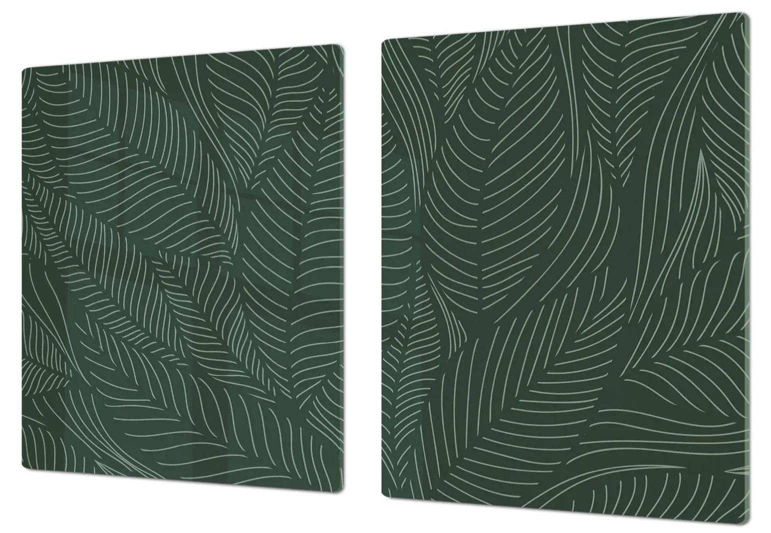 Stove Top Cover - Deep Green Leaves | Gas & Electric Cook Top Cover | Charcuterie Board - Festive Fit Home