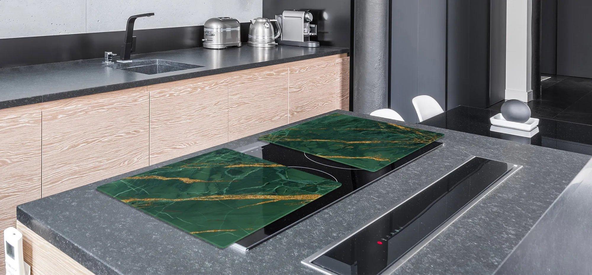 Stove Top Cover - Emerald & Gold | Gas and Electric Cook Top Cover | Noodle Board - Festive Fit Home