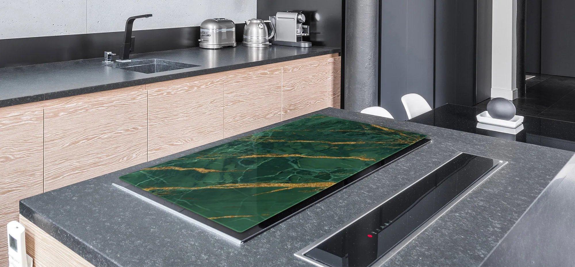 Stove Top Cover - Emerald & Gold | Gas and Electric Cook Top Cover | Noodle Board - Festive Fit Home