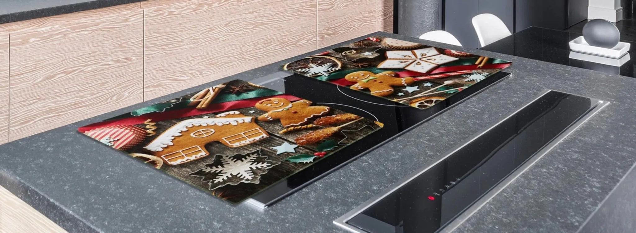 Stove Top Cover - Gingerbread Cookies | Gas and Electric Cook Top Cover | Noodle Board - Festive Fit Home