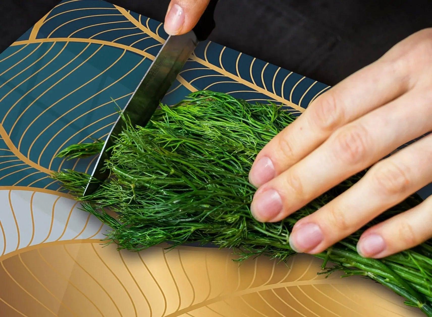 Stove Top Cover - Gold & Teal Palms | Noodle Board | Gas & Induction Cook Top Cover - Festive Fit Home