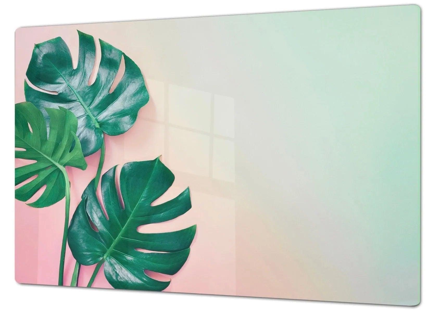 Stove Top Cover - Green Pink Palms | Gas & Electric Cook Top Cover | Noodle Board - Festive Fit Home