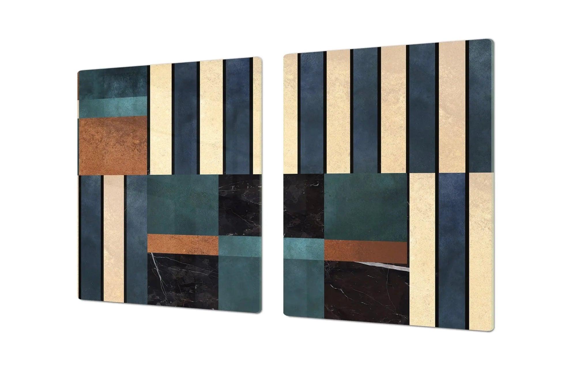 Stove Top Cover - Mixed Tile Style Tempered Glass | Gas and Electric Cook Top Cover - Festive Fit Home