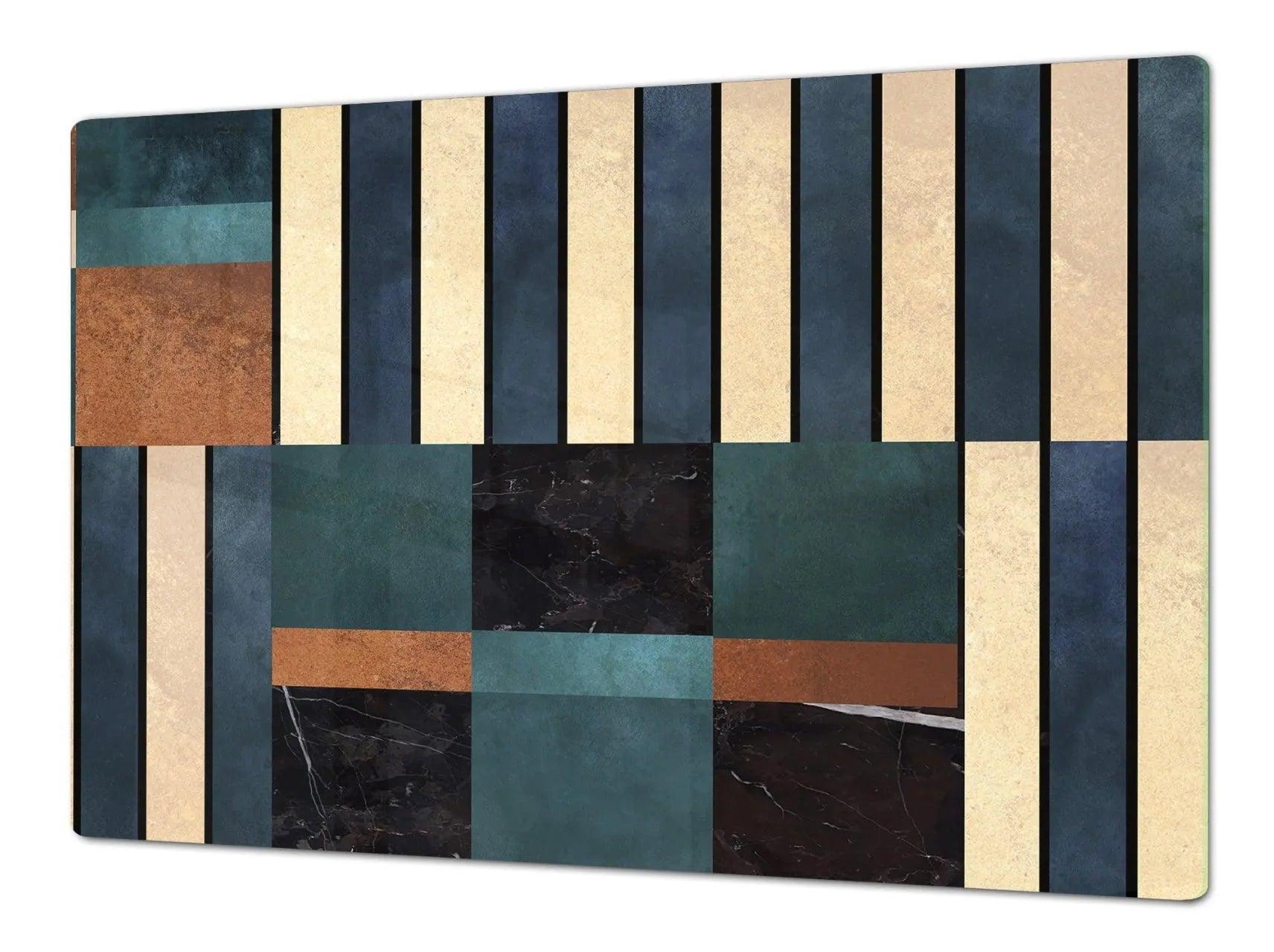 Stove Top Cover - Mixed Tile Style Tempered Glass | Gas and Electric Cook Top Cover - Festive Fit Home