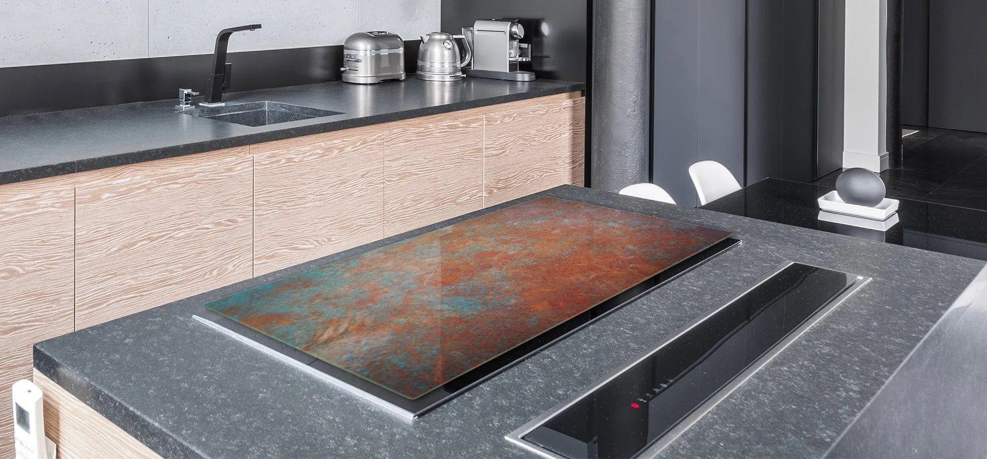 Stove Top Cover - Oxidized Orange & Teal | Gas and Electric Cook Top Cover - Festive Fit Home