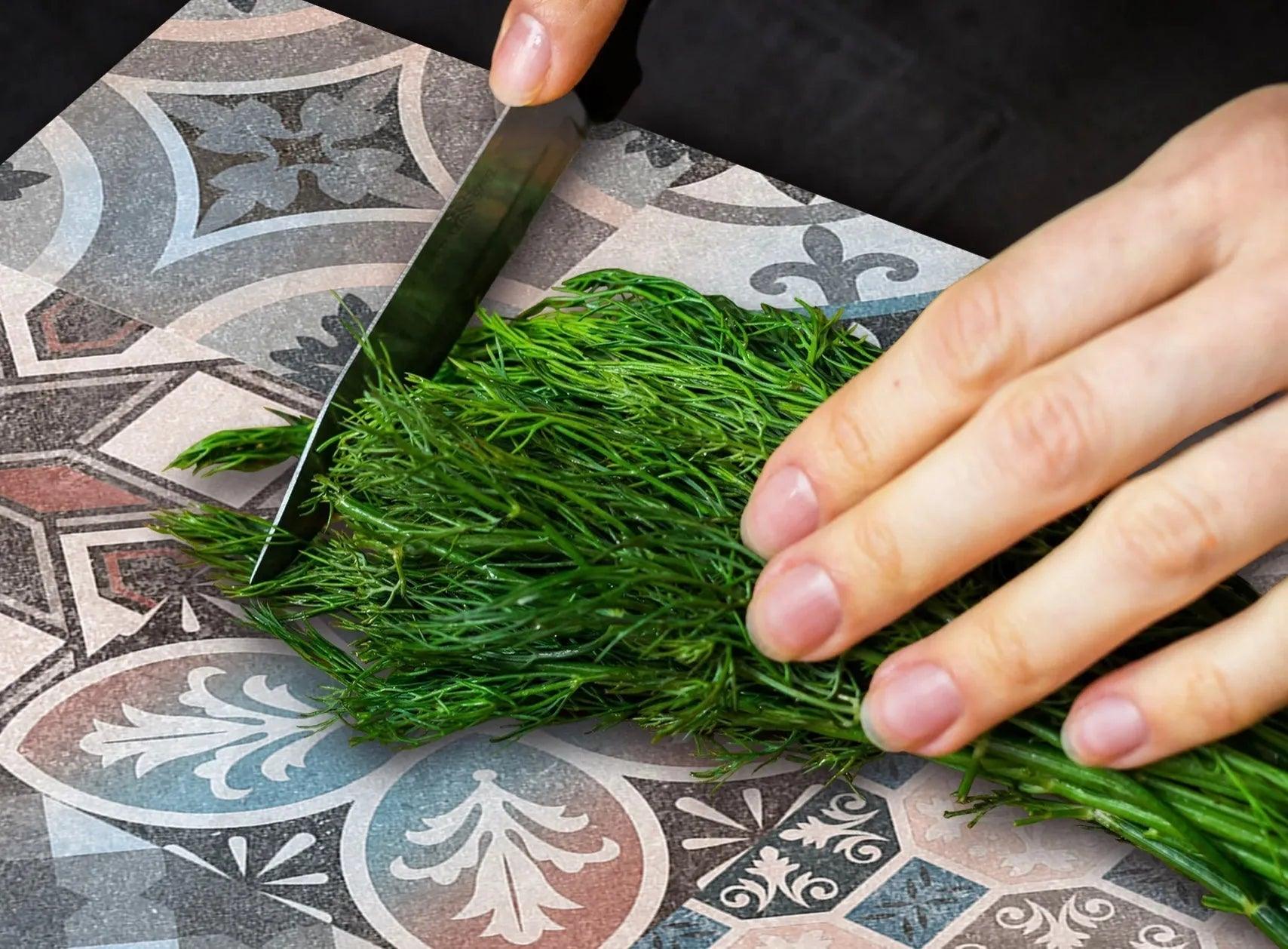 Stove Top Cover - Patchwork Tempered Glass | Gas & Electric Cook Top Cover - Festive Fit Home