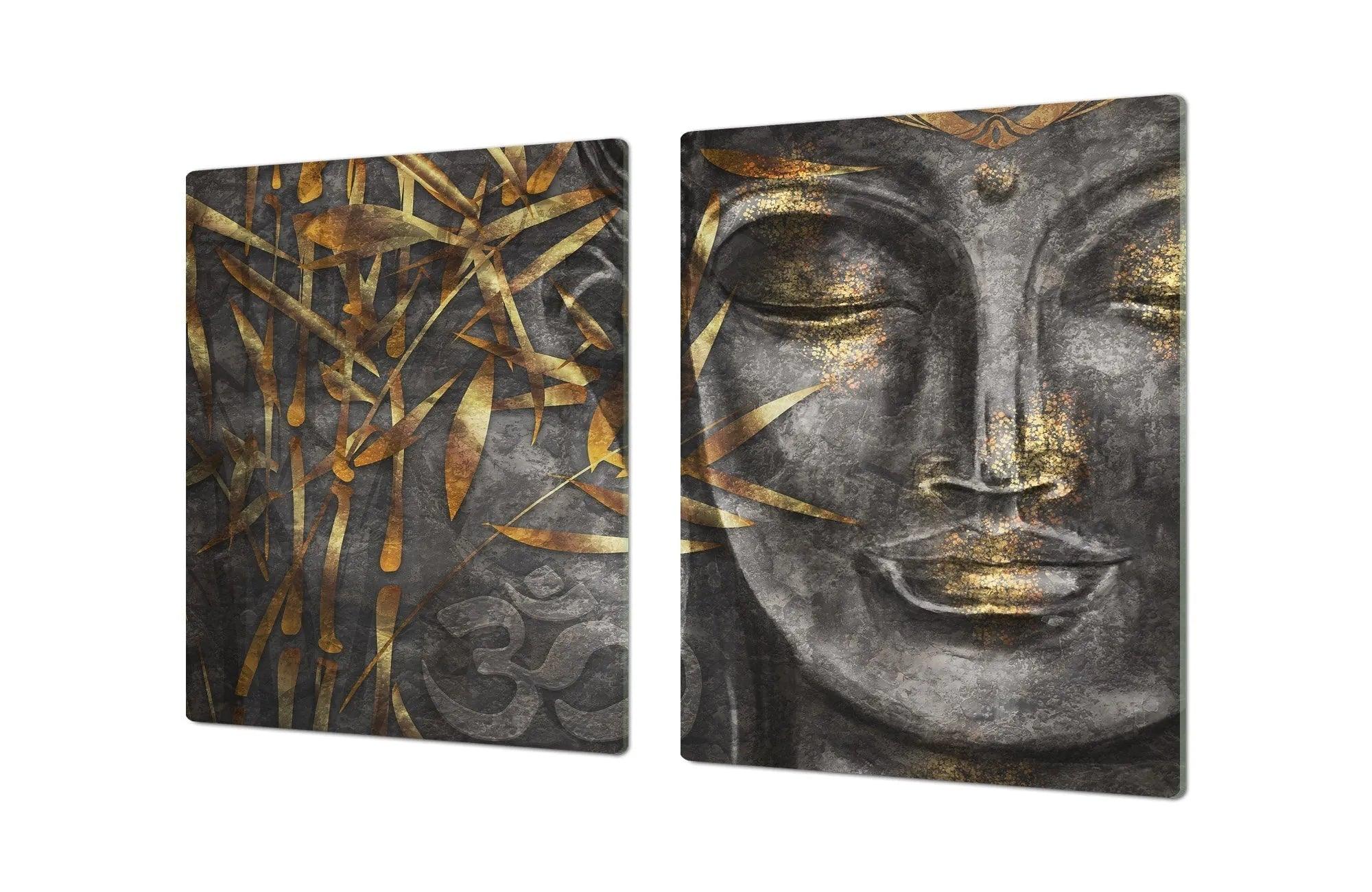 Stove Top Cover - Pewter Buddha | Gas and Electric Cook Top Cover | Noodle Board - Festive Fit Home