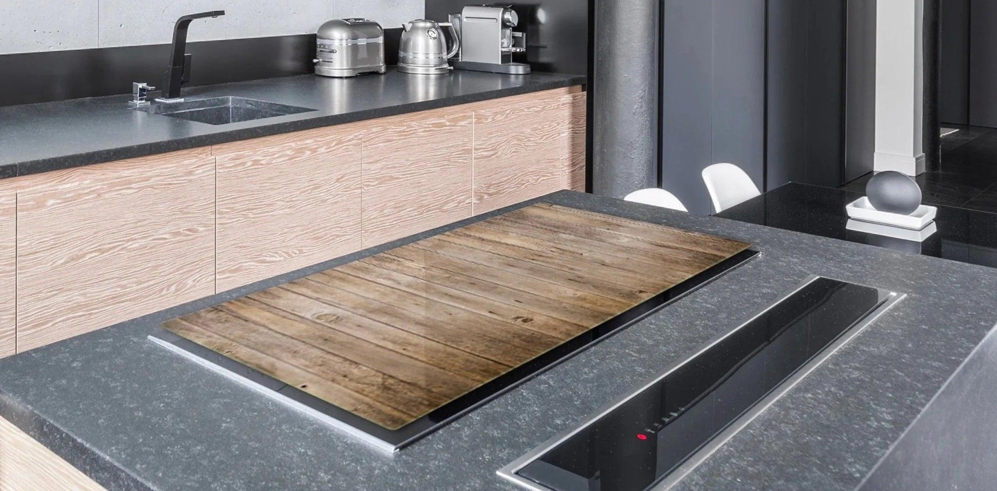 Stove Top Cover - Rustic Wood Plank | Noodle Board | Burner Cover - Festive Fit Home