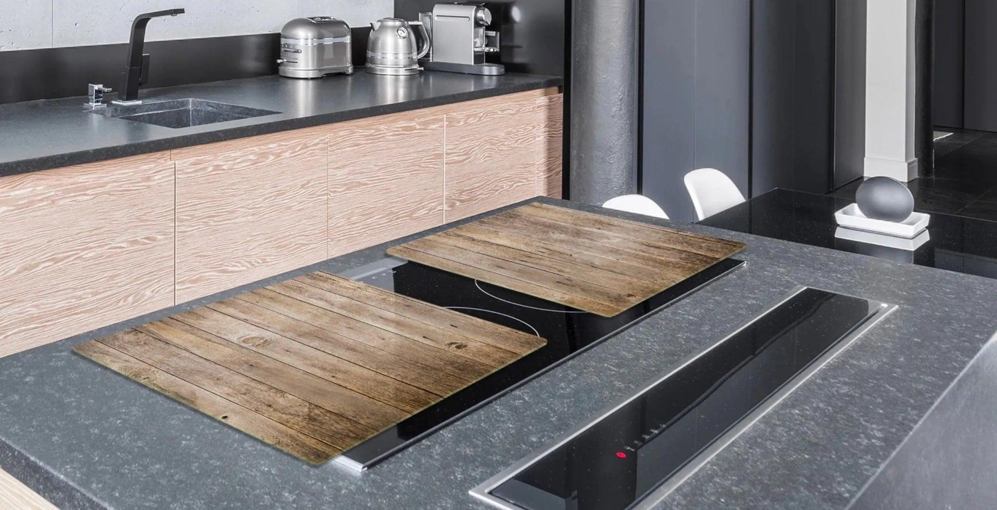 Stove Top Cover - Rustic Wood Plank | Noodle Board | Burner Cover - Festive Fit Home