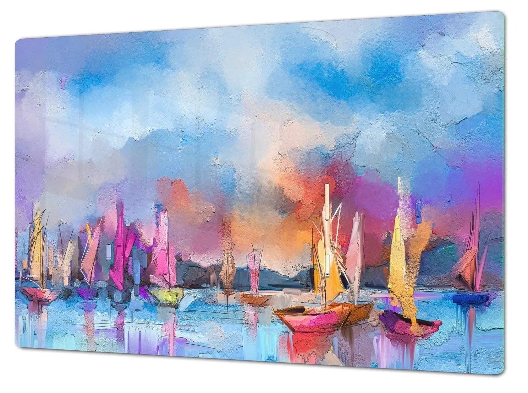 Stove Top Cover - Sailboats | Gas & Induction Cook Top Cover | Charcuterie Board - Festive Fit Home