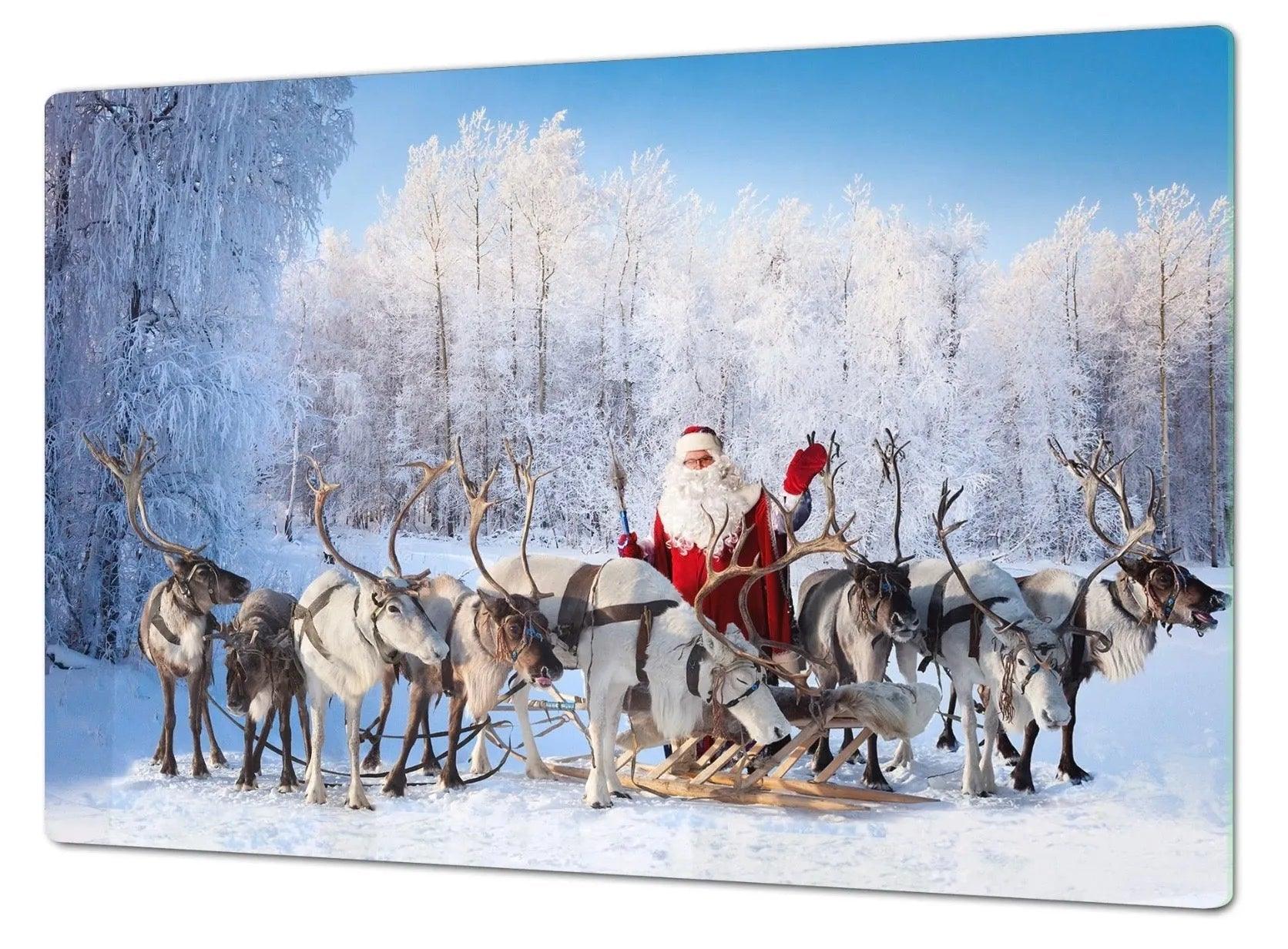 Stove Top Cover - Santa's Winter Wonderland - | Noodle Board | Multi - Purpose Charcuterie and Cutting Board - Festive Fit Home