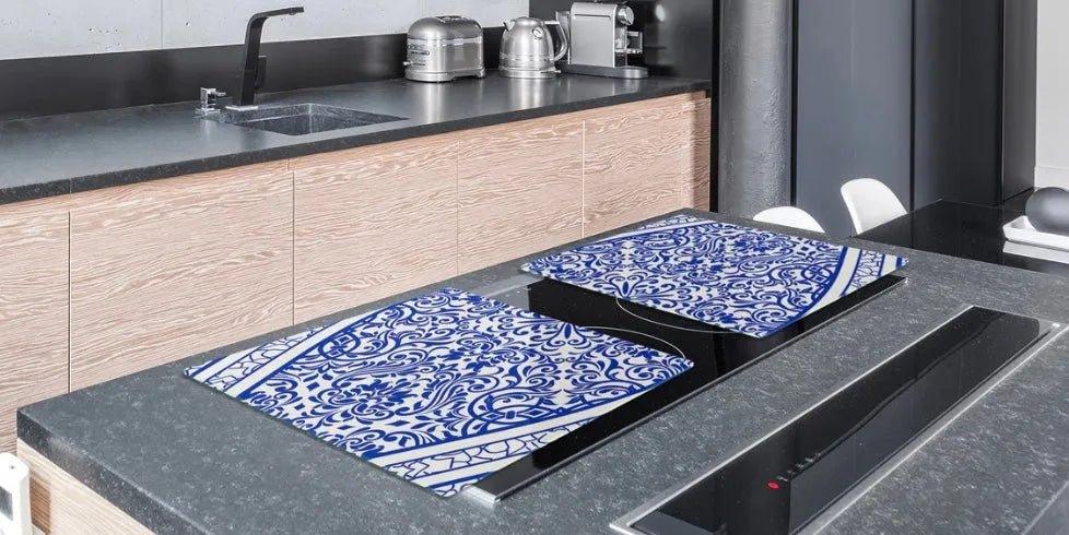 Stove Top Cover - Spanish Mosaic Glass | Noodle Board | Gas & Electric Cook Top Cover - Festive Fit Home