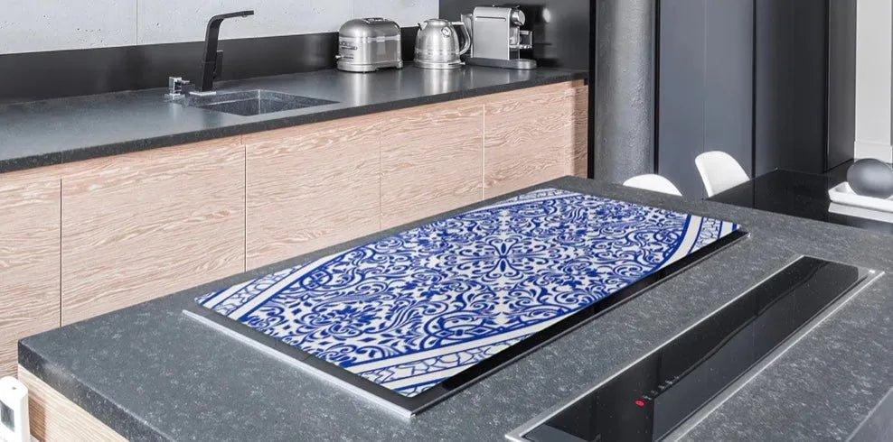 Stove Top Cover - Spanish Mosaic Glass | Noodle Board | Gas & Electric Cook Top Cover - Festive Fit Home