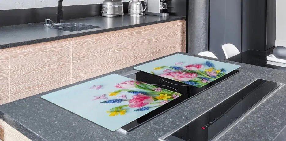Stove Top Cover - Spring Flowers | Gas and Electric Cook Top Cover | Noodle Board - Festive Fit Home