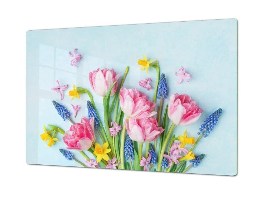 Stove Top Cover - Spring Flowers | Gas and Electric Cook Top Cover | Noodle Board - Festive Fit Home