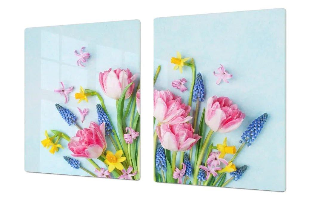 Stove Top Cover - Spring Flowers | Gas and Electric Cook Top Cover | Noodle Board - Festive Fit Home