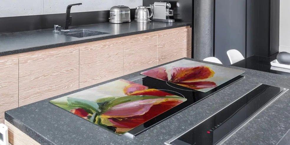 Stove Top Cover - Vibrant Flowers | Gas and Electric Cooktop Cover | Noodle Board - Festive Fit Home