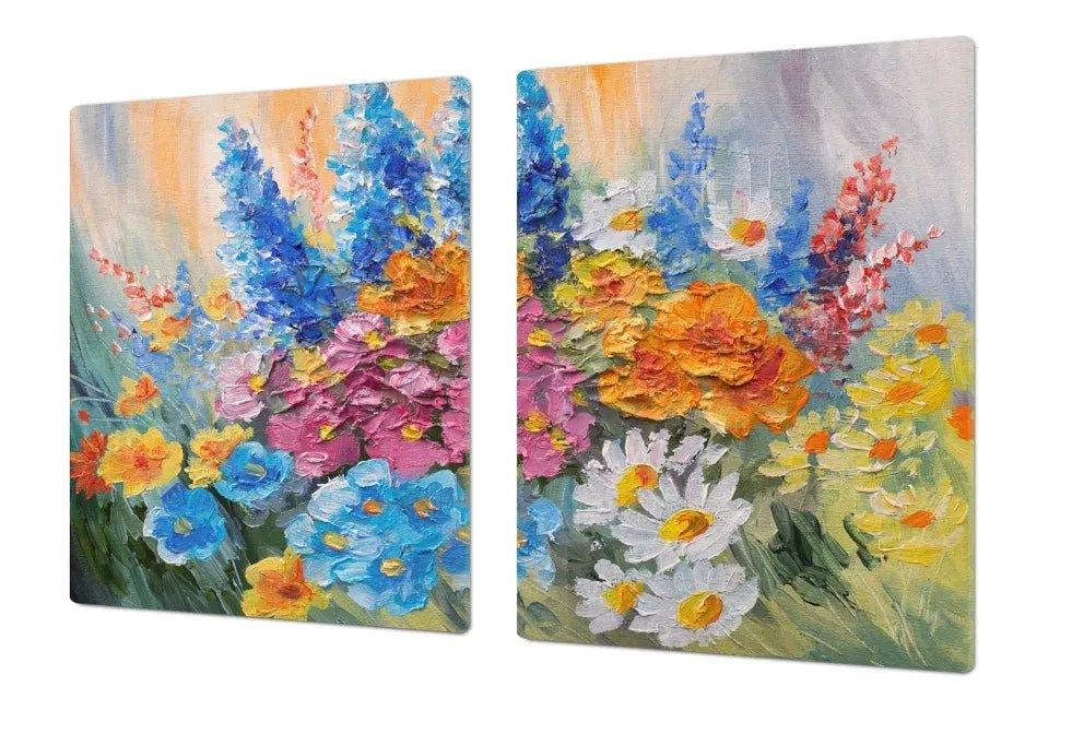 Stove Top Cover - Vibrant Garden | Gas and Electric Burner Covers | Noodle Board - Festive Fit Home