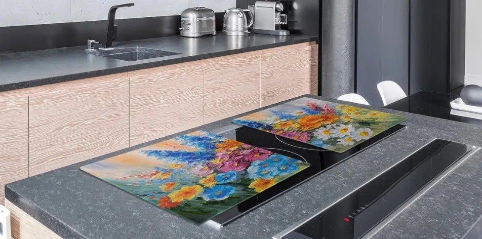 Stove Top Cover - Vibrant Garden | Gas and Electric Burner Covers | Noodle Board - Festive Fit Home