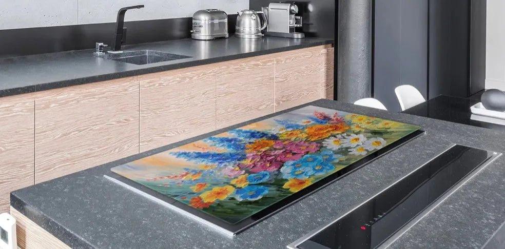 Stove Top Cover - Vibrant Garden | Gas and Electric Burner Covers | Noodle Board - Festive Fit Home