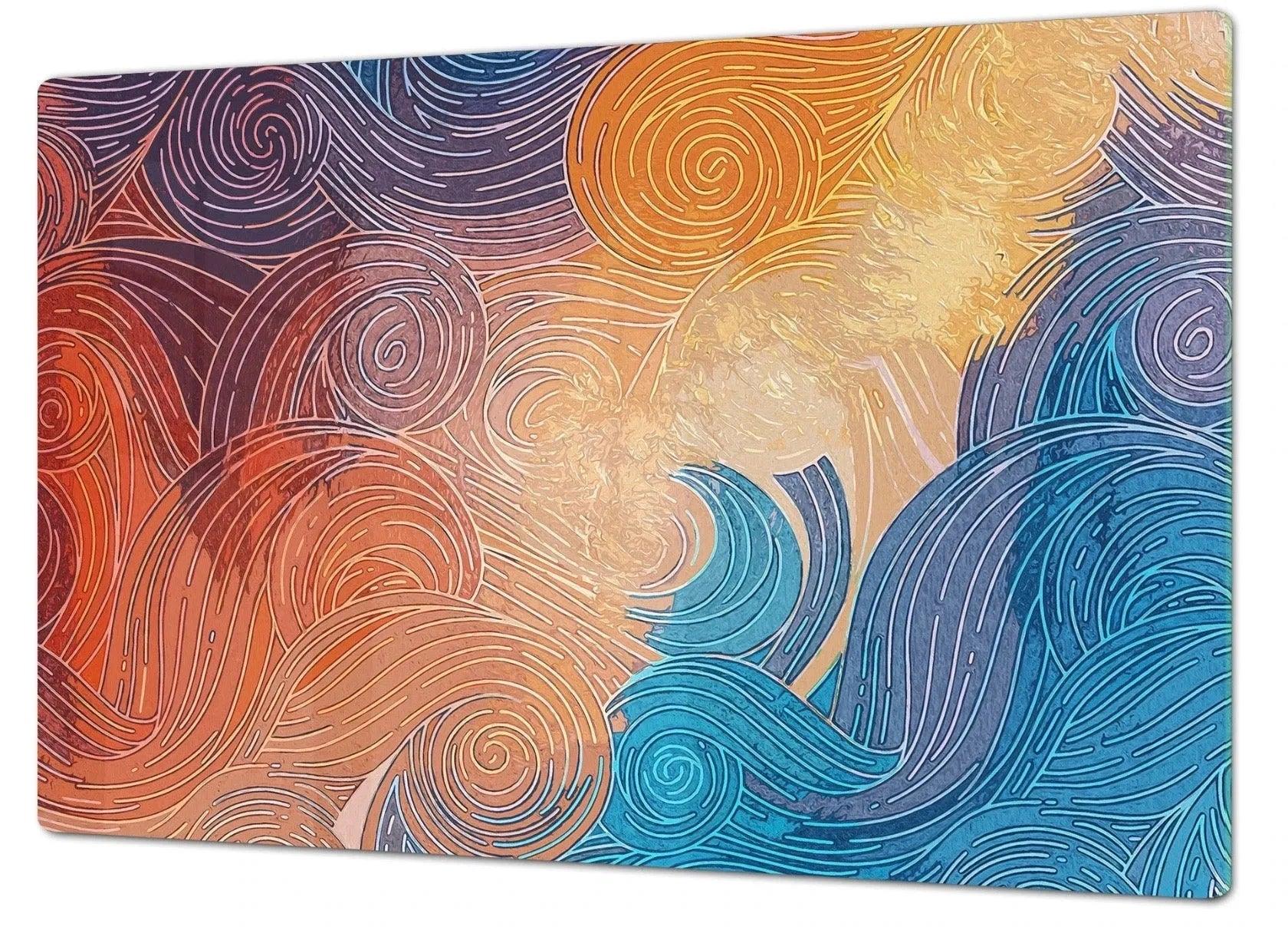 Stove Top Cover - Vibrant Winds | Gas & Induction Electric Cook Top Cover | Noodle Board - Festive Fit Home