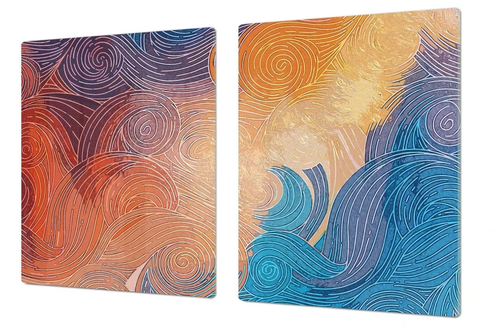 Stove Top Cover - Vibrant Winds | Gas & Induction Electric Cook Top Cover | Noodle Board - Festive Fit Home