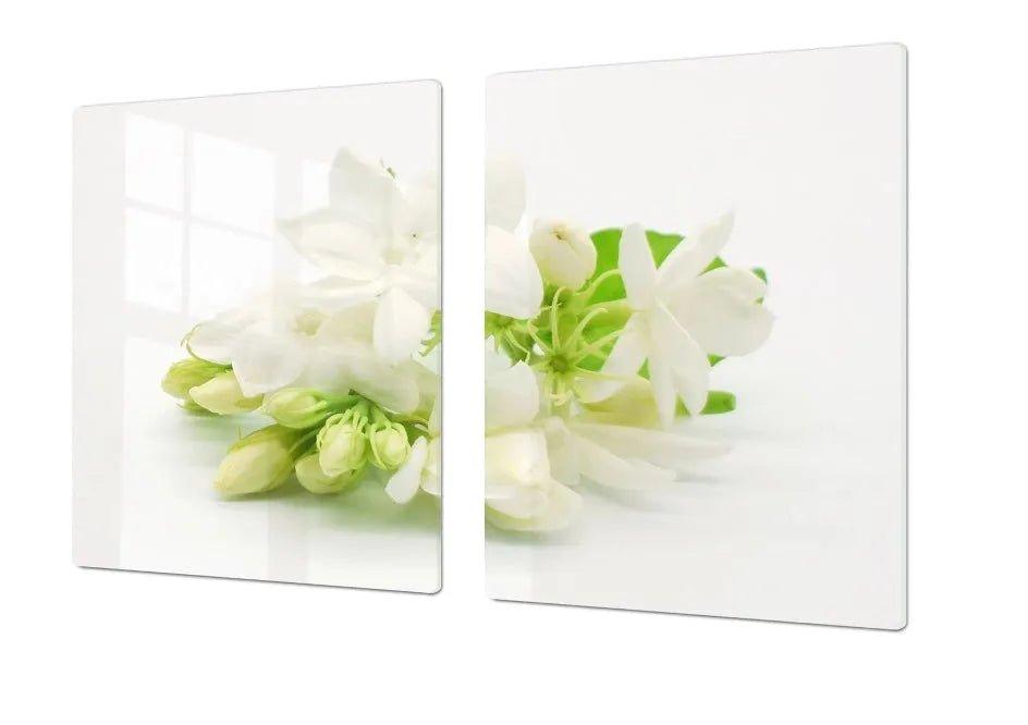 Stove Top Cover - White Floral | Gas & Electric Cook top Cover | Noodle Board - Festive Fit Home