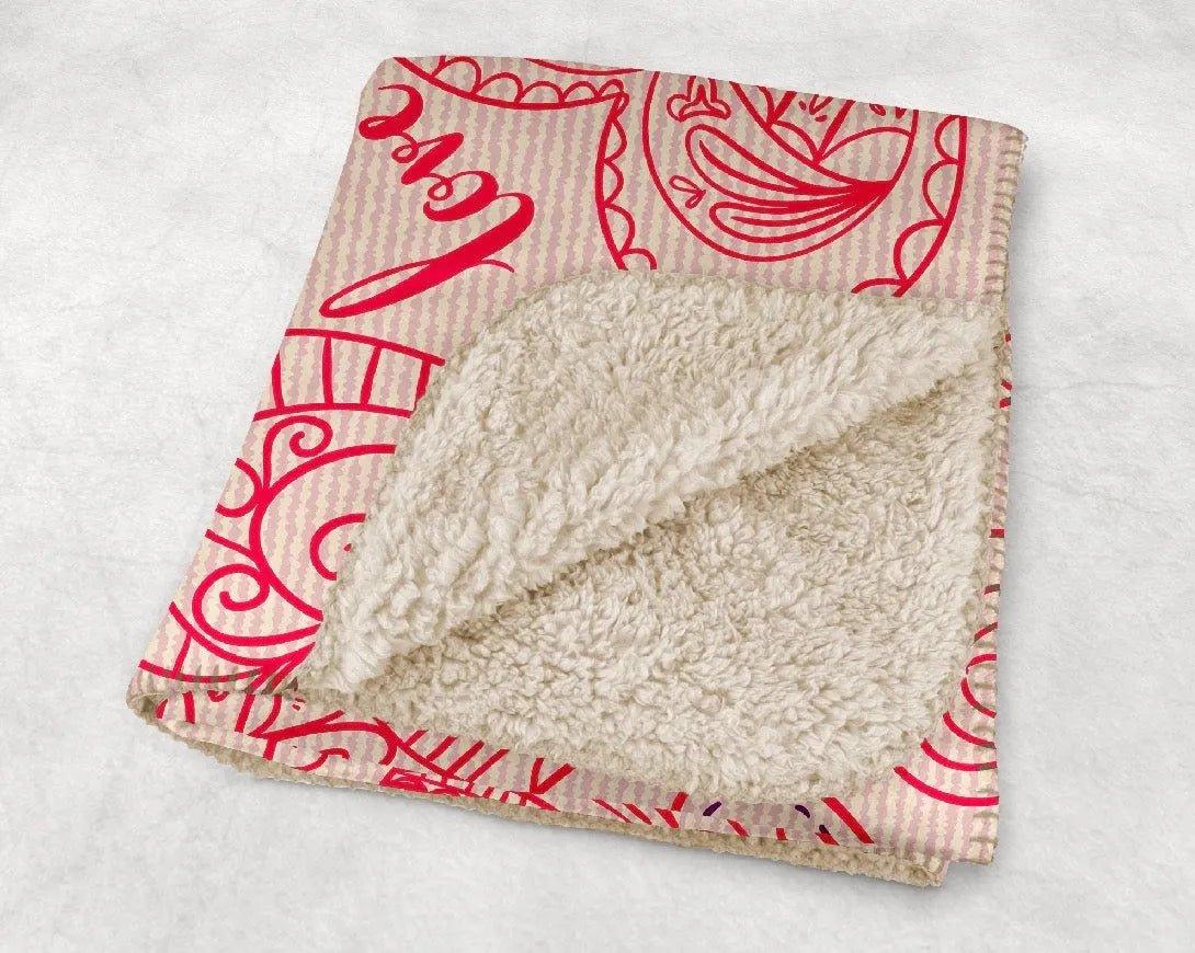 Valentine's Blanket with Hearts - Pink Doodle - 60"x80" - Festive Fit Home