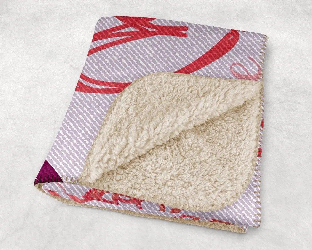 Valentine's Blanket with Hearts - Purple Doodle - 60"x80" - Festive Fit Home