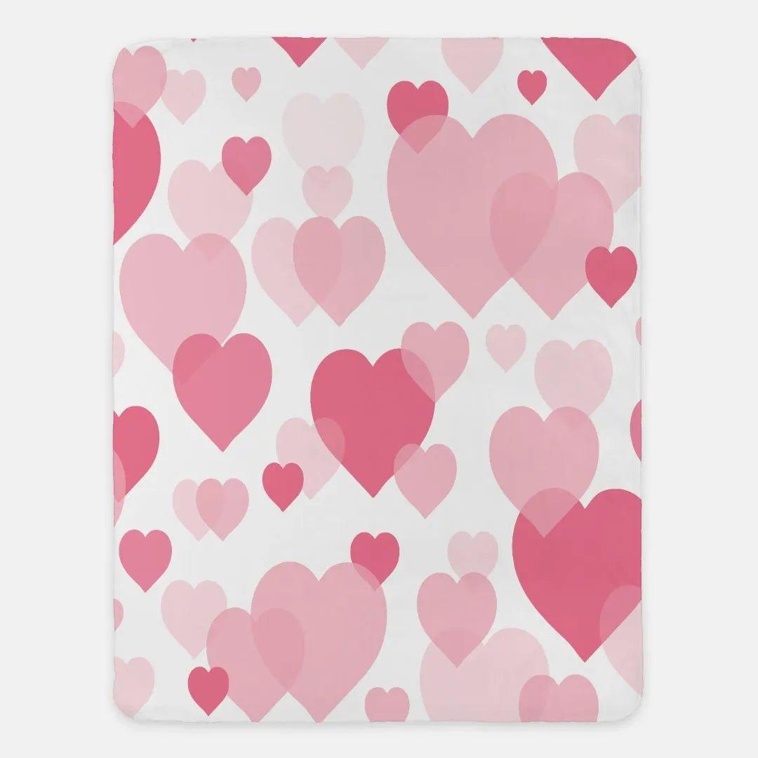 Valentines Pink Hearts Sherpa Blanket - 60"x80" - Festive Fit Home