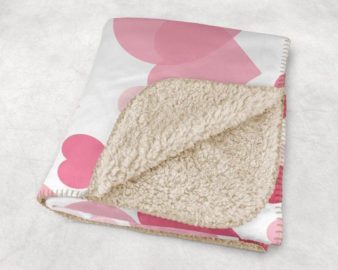 Valentines Pink Hearts Sherpa Blanket - 60"x80" - Festive Fit Home