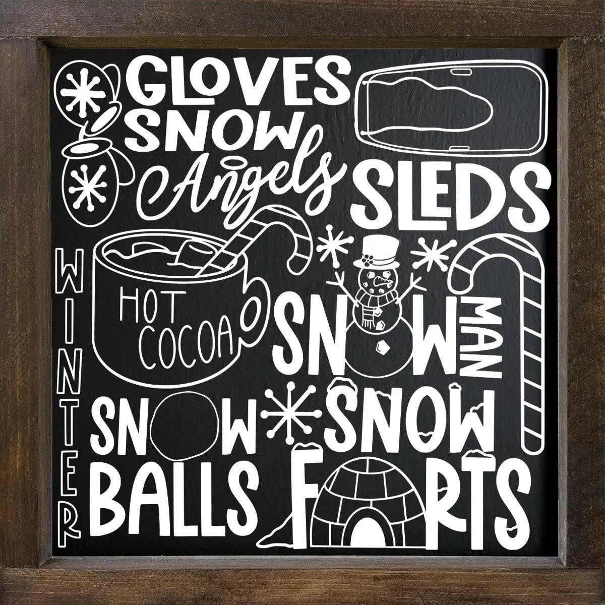 Winter Farmhouse Framed Wood Sign - Subway Style 12"x12" - Festive Fit Home