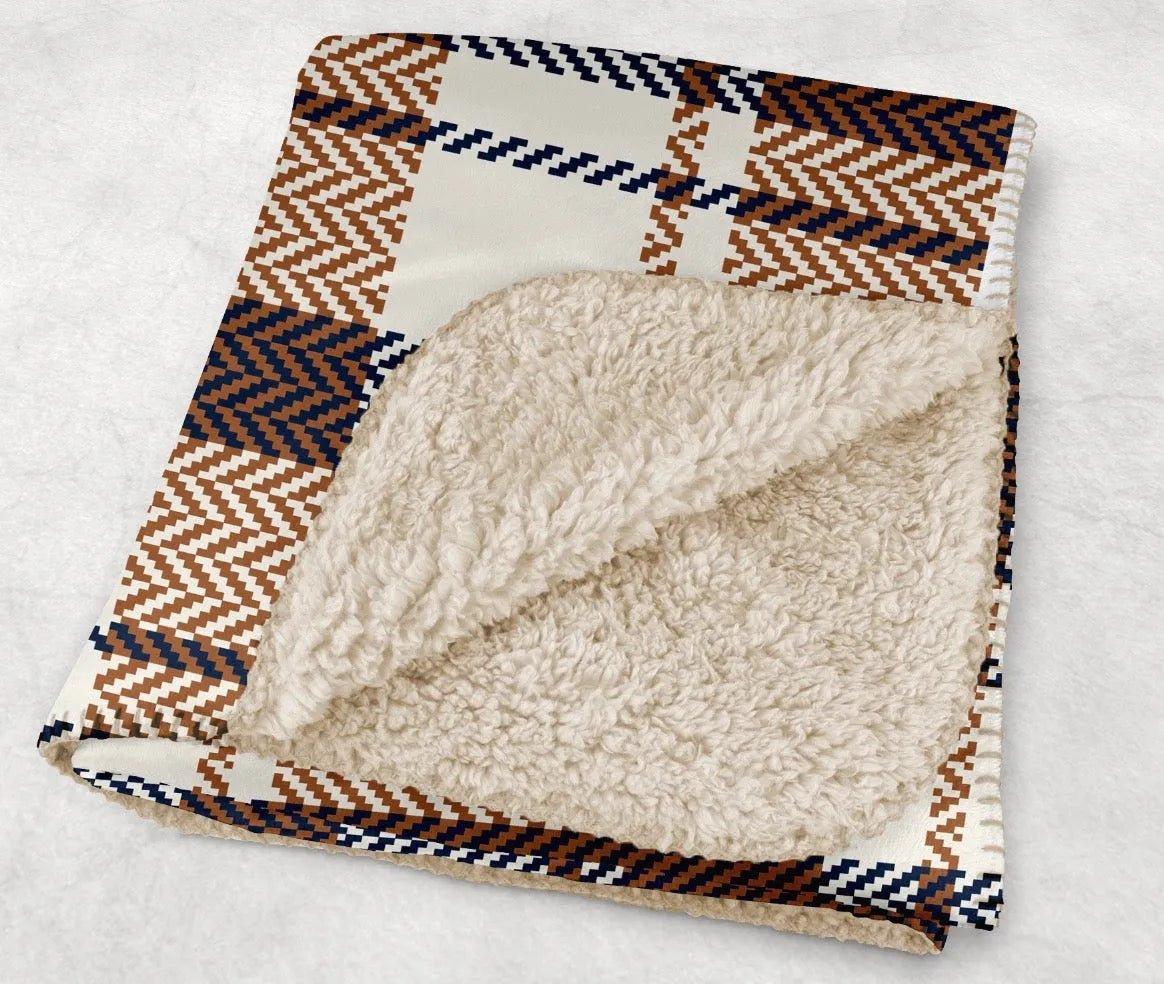 Brown Plaid Sherpa Throw Blanket - 60" x 80" - Festive Fit Home