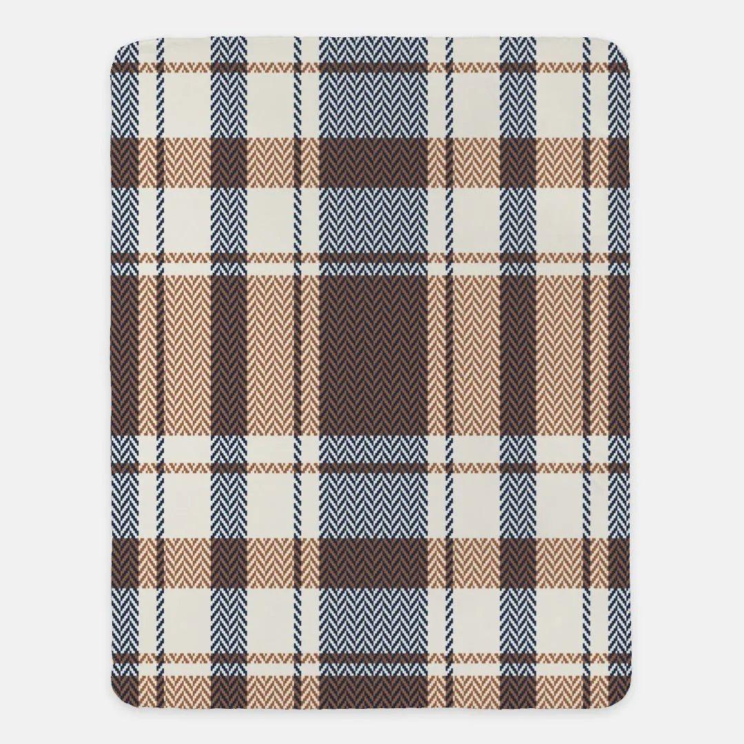 Brown Plaid Sherpa Throw Blanket - 60" x 80" - Festive Fit Home