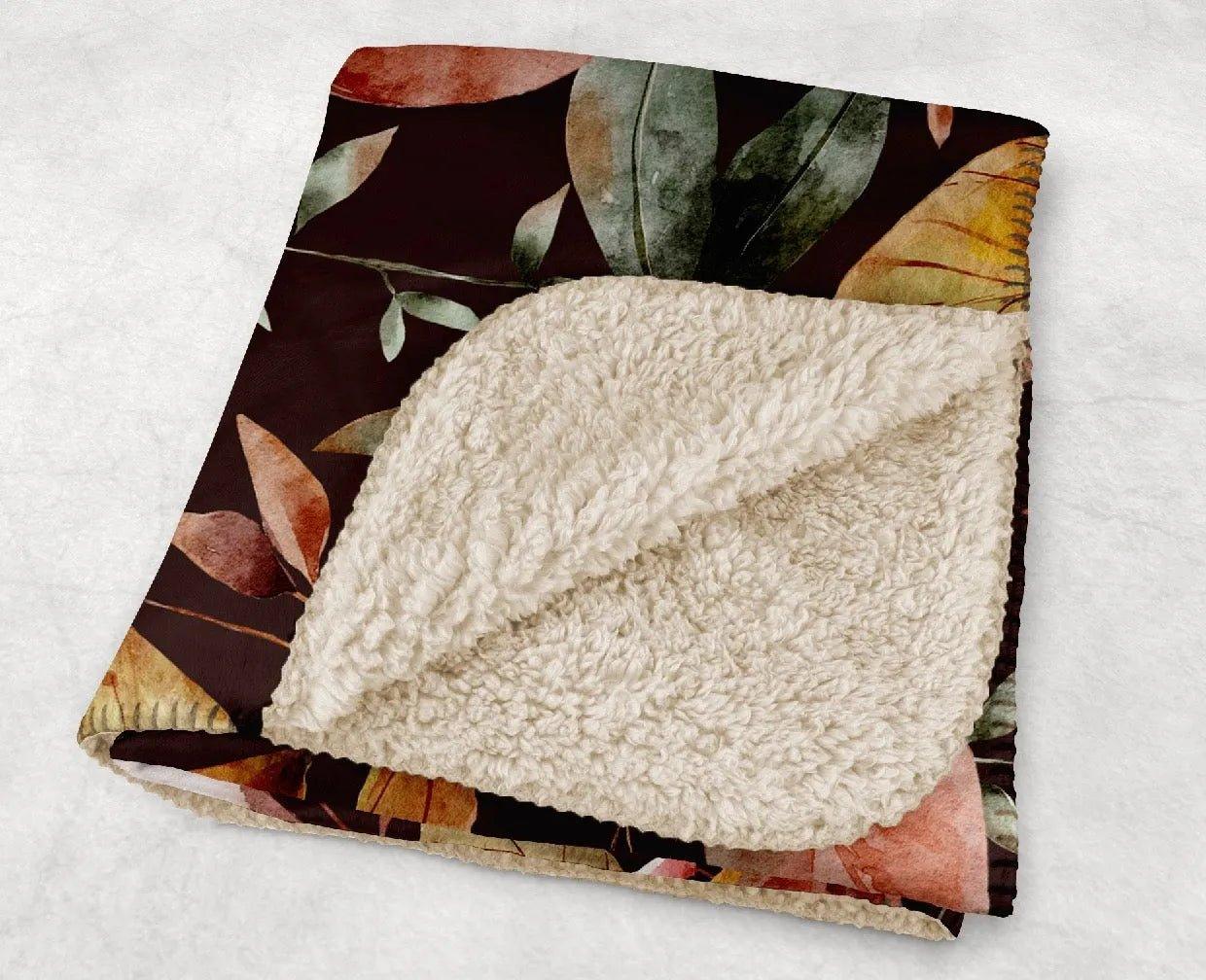 Burgundy Fall Branches Sherpa Blanket - 60"x80" - Festive Fit Home