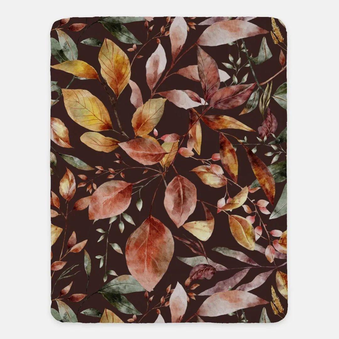 Burgundy Fall Branches Sherpa Blanket - 60"x80" - Festive Fit Home