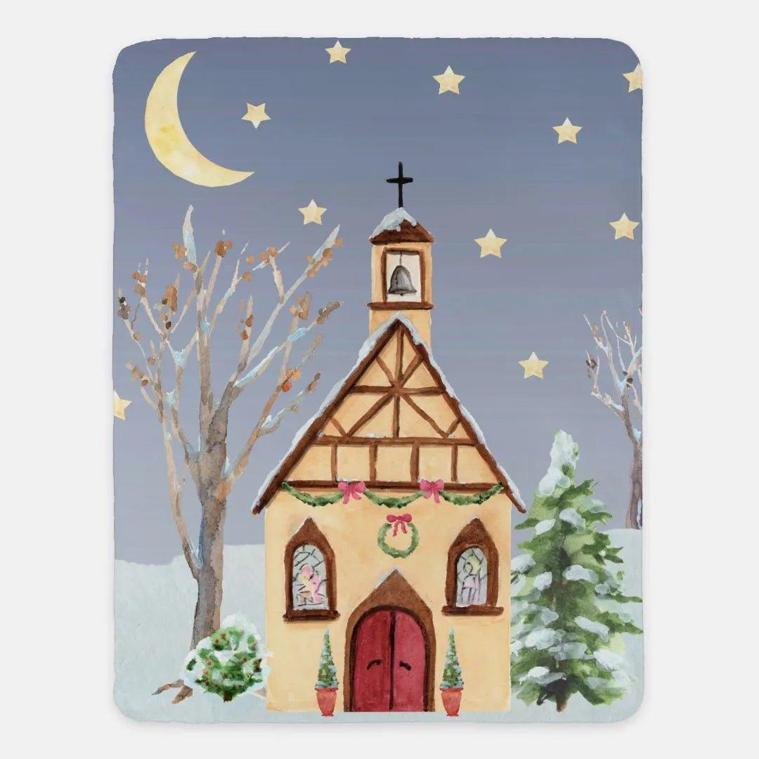 Christmas Church Sherpa Throw Blanket - 60"x80" - Festive Fit Home