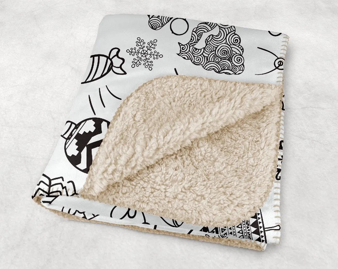 Christmas Throw Blanket - Doodle Sketch - 60"x80" - Festive Fit Home