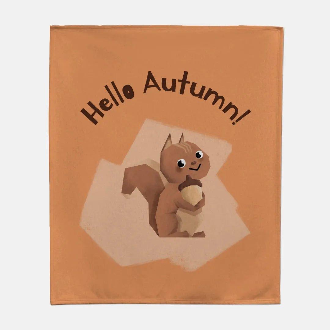 Kids Hello Autumn Squirrel Sweatshirt Blanket - 50"x60" - Festive Fit Home
