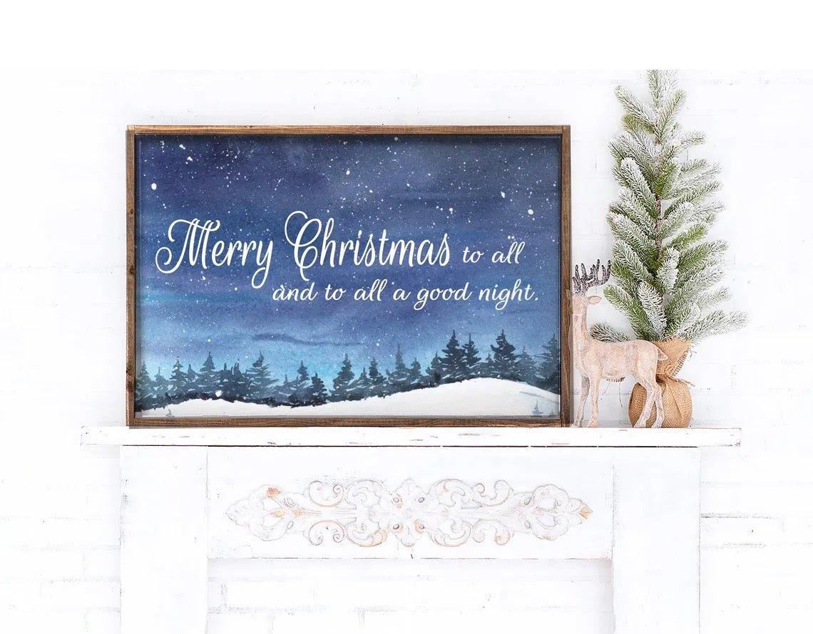 Large Farmhouse Wood Sign - Merry Christmas to All 24"x36" - Festive Fit Home