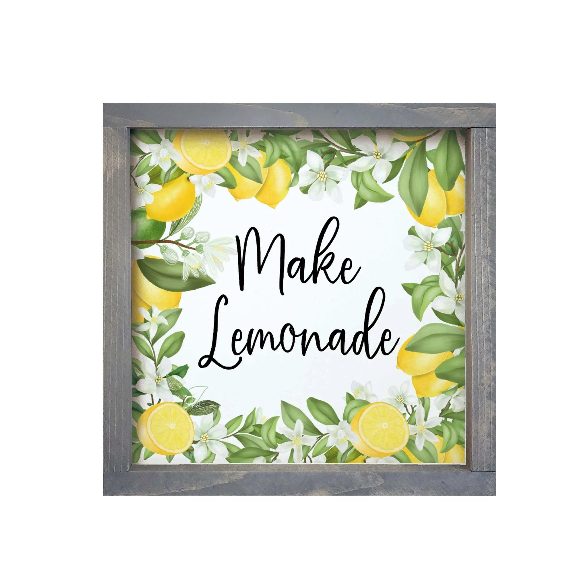 Make Lemonade Sign Framed Wood - 12"x12" - Festive Fit Home