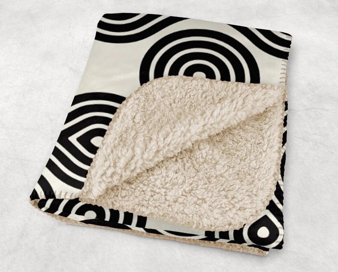 Modern Black Swirl Sherpa Blanket - 60" x 80" - Festive Fit Home