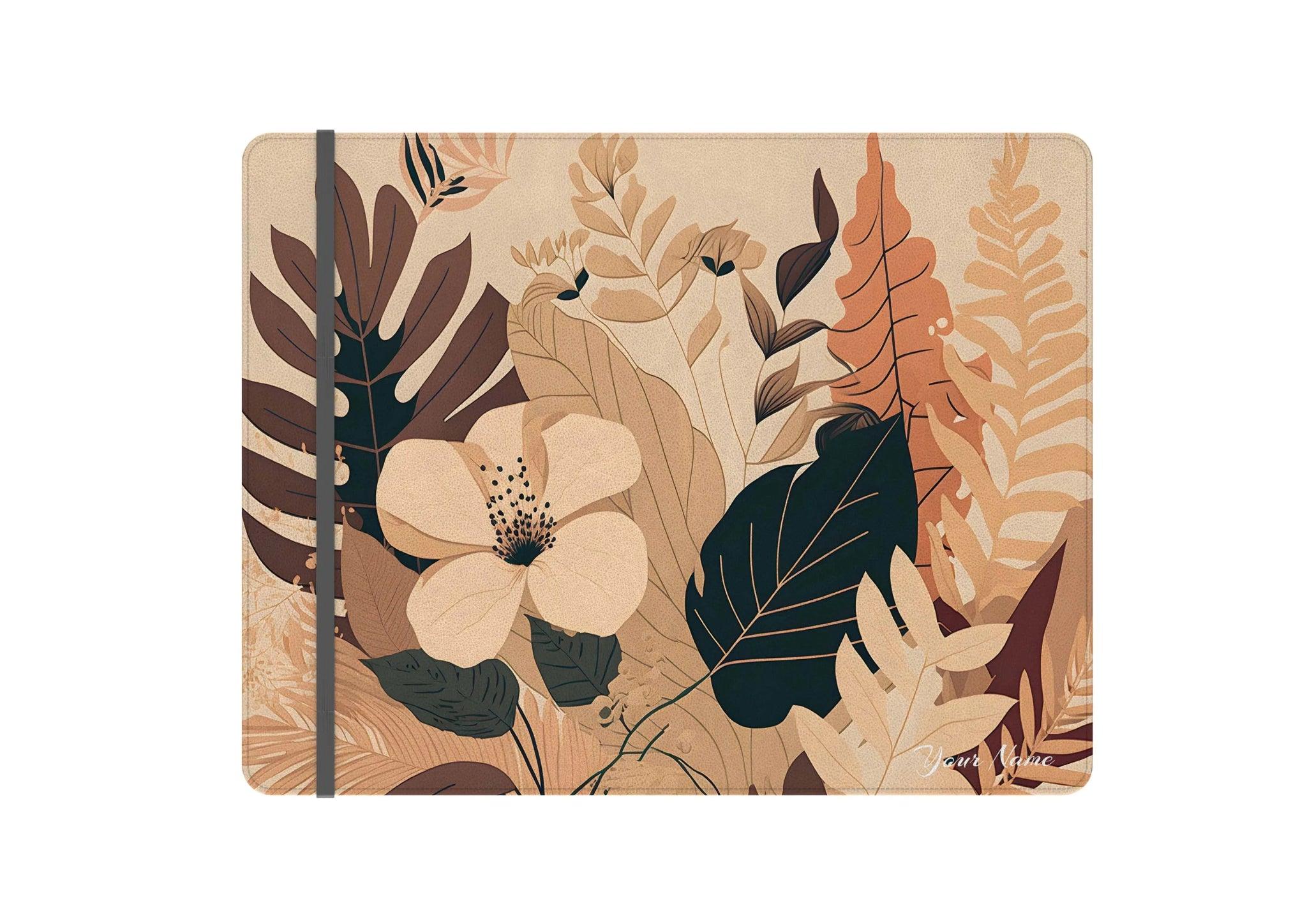Modern Boho Leaves Personalized Vegan Leather Notebook Folio - Festive Fit Home